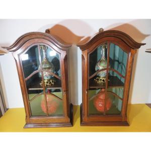 Pair Of Mahogany Wall Or Stand-up Display Cases 
