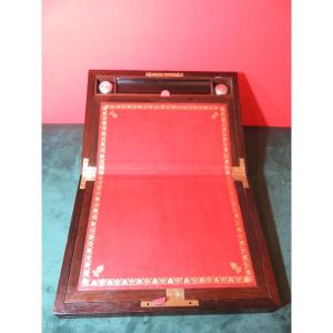 Mahogany Writing Desk, Brass-plated, Napoleon III Period