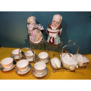 English Tea Service: Royal Worcester 1907, And Wedgwood, On Silver-plated Stands 