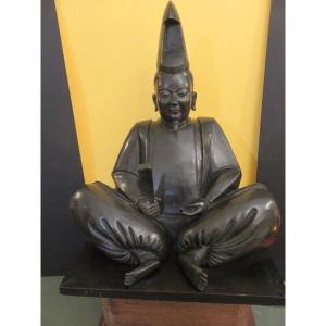 Statue en bronze du Shôgun Minamoto no Yoritomo (1147- 1199 )  ( hauteur : 33 cm ) époque XXème