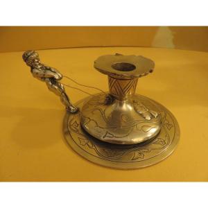 1900s Bronze Hand Candle Holder