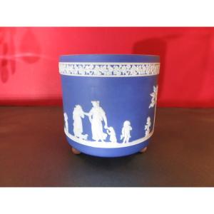 English Biscuit Porcelain Cache Pot By Wedgwood, Signed.