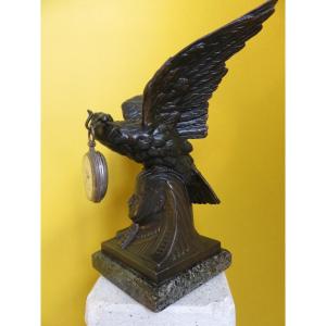 Watch Holder With Imperial Eagle, Return From Egypt, In Babbitt, Marble Base, 19th Century