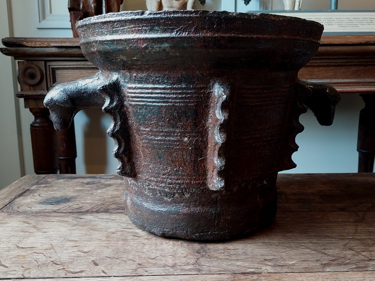 Spectacular Gothic Cast Iron Mortar 