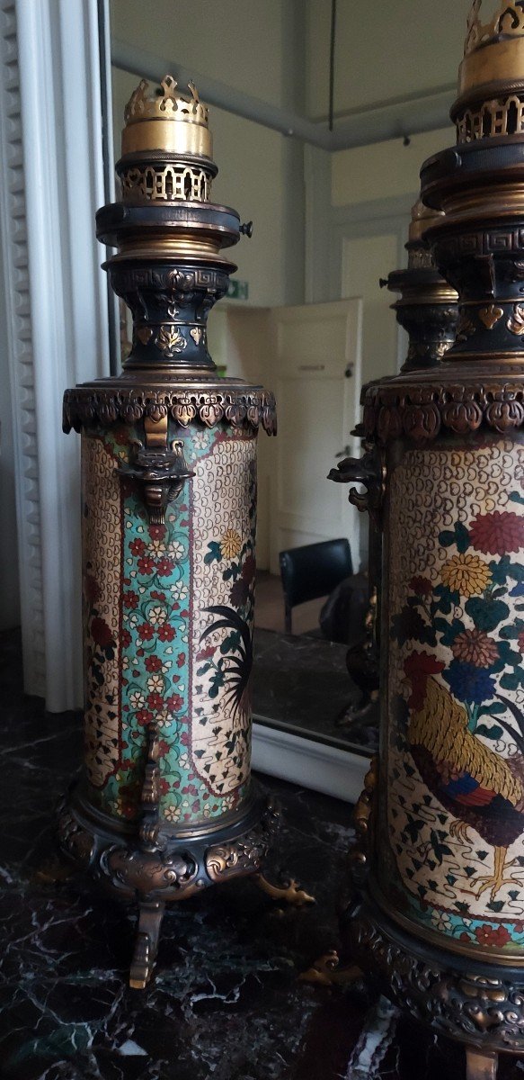 Large Pair Of Lamps, In The Style Of Christofle, 19th Century -photo-2