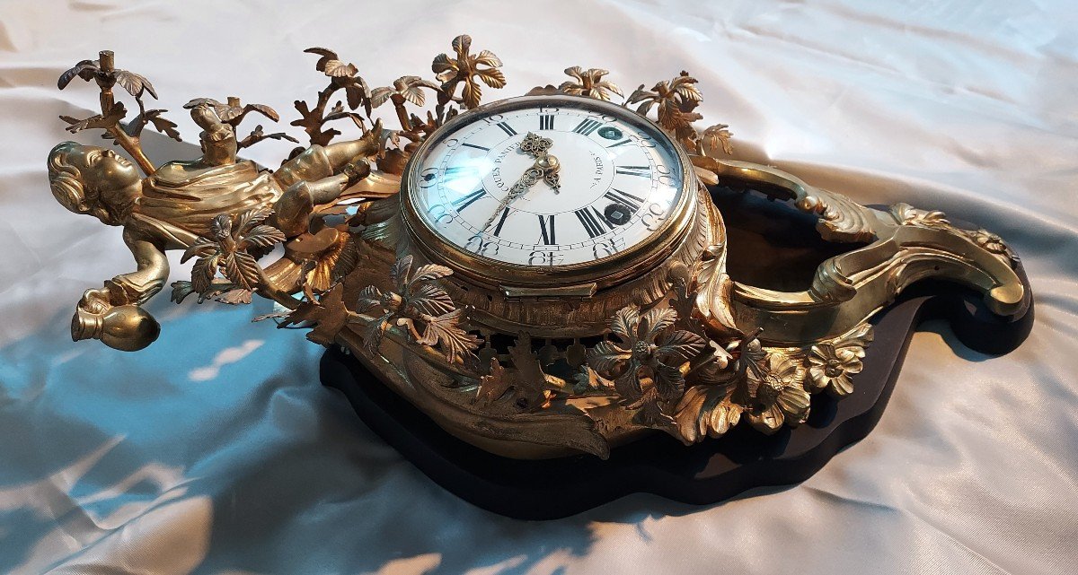 Beau Cartel Bronze époque Louis XV,mouvement signé -photo-1