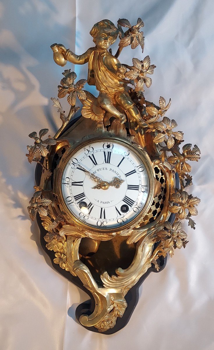 Beau Cartel Bronze époque Louis XV,mouvement signé 