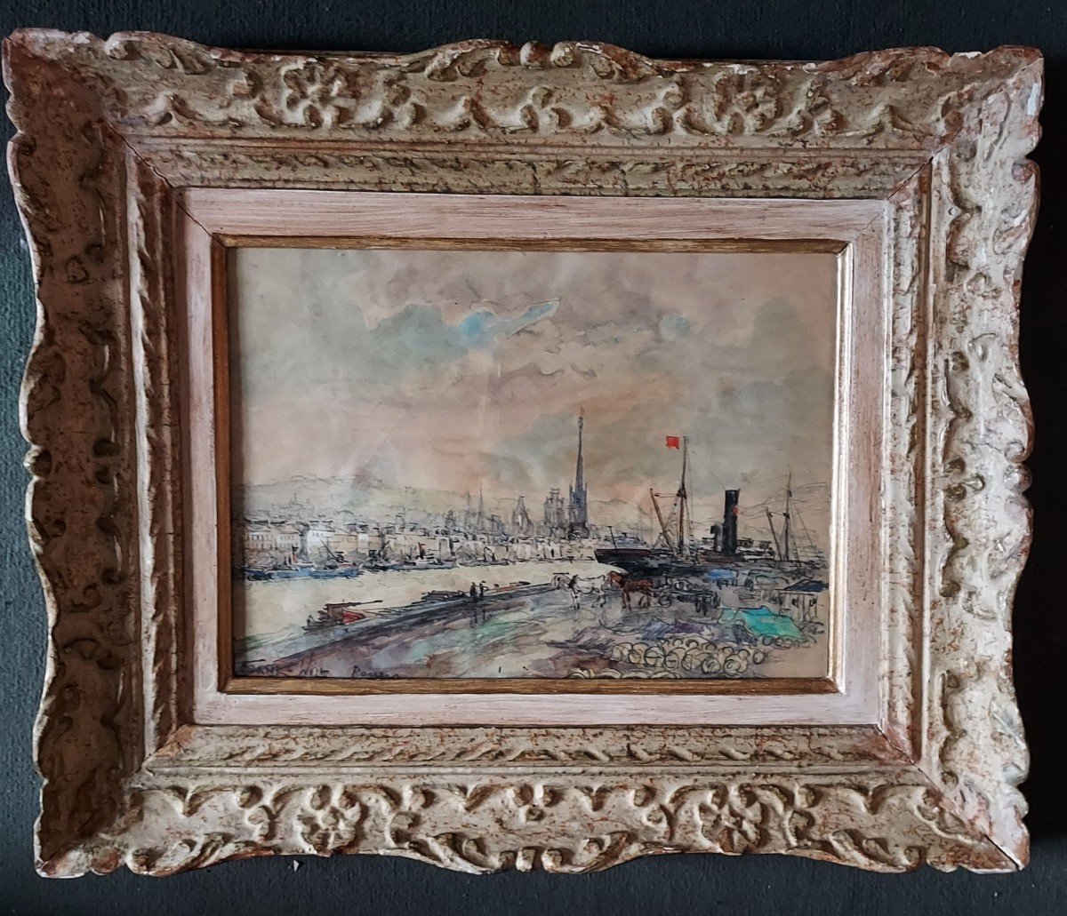 Franck Will "view Of Rouen" Watercolor Signed, Located 