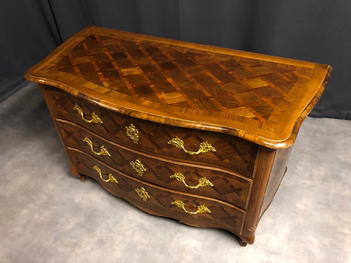 Louis XV Commode In Walnut Veneer-photo-3