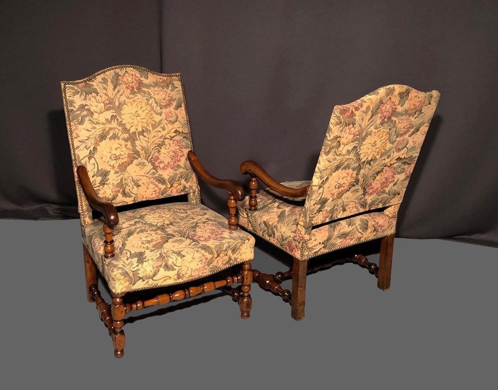 Pair Of Louis XIII Armchairs-photo-2