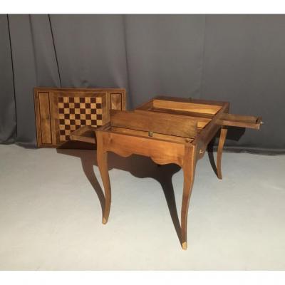 Table Tric-trac Walnut And Marquetry XVIIIth