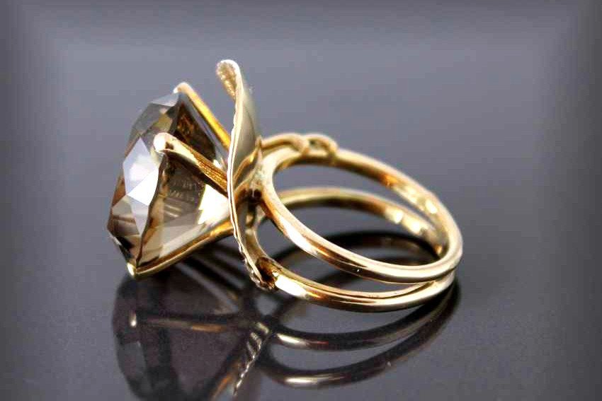 Gold And Smoky Quartz Ring-photo-4