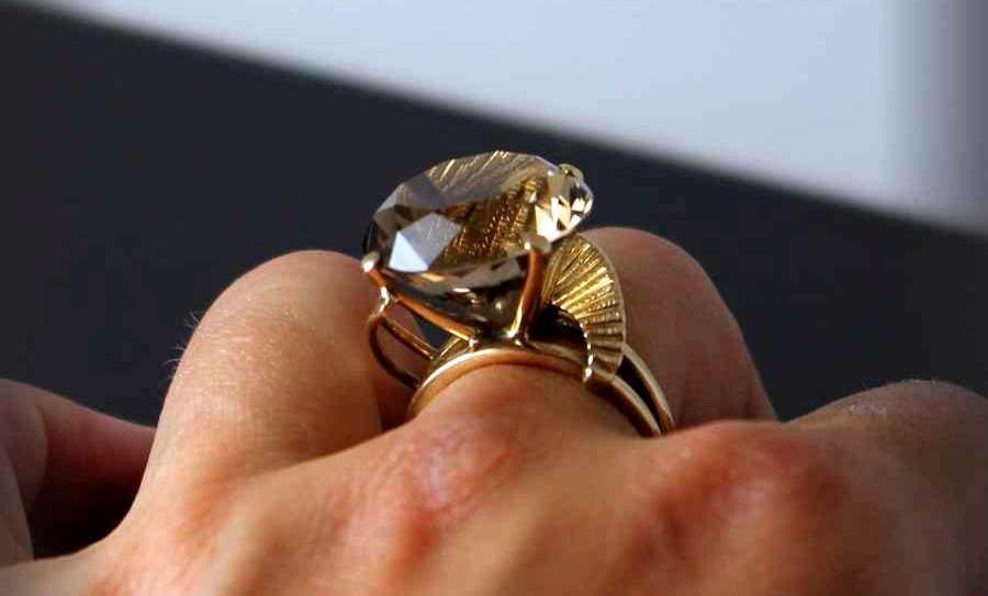 Gold And Smoky Quartz Ring-photo-7