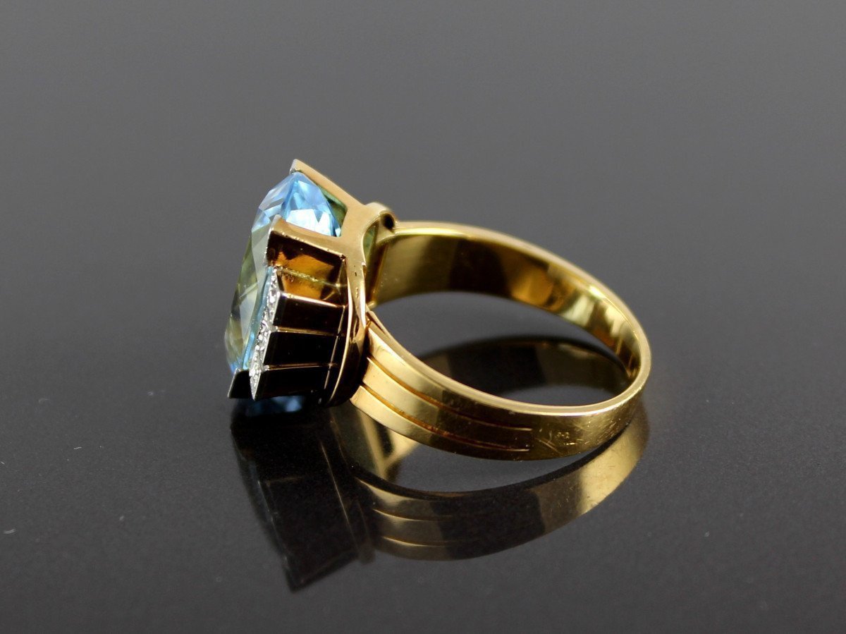 Gold, Platinum, Aquamarine And Diamond Ring-photo-4