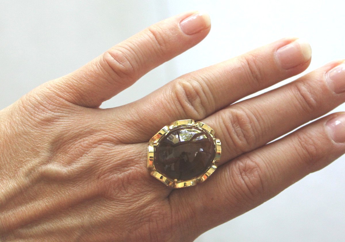 Bague Or Et Citrine  (23x18 Mm)-photo-4