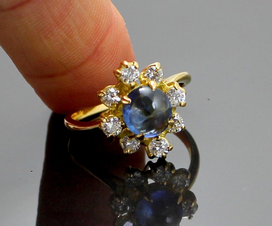 Gold, Sapphire And Diamond Ring