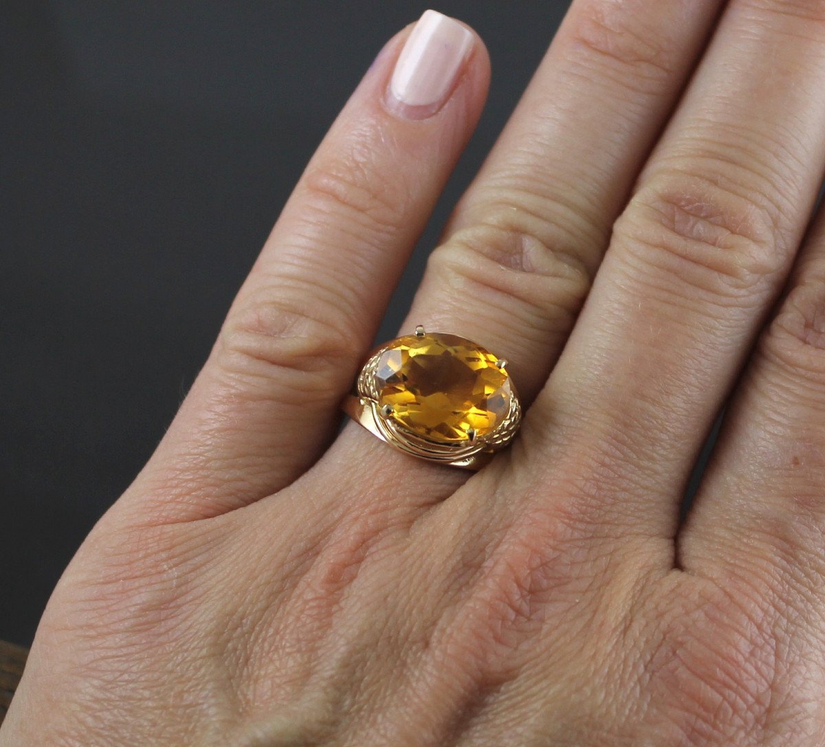 Bague Or Et Citrine-photo-4