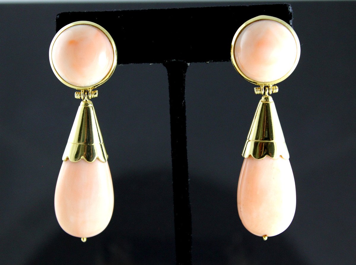 Boucles D Oreilles Or Et Corail Peau d'Ange