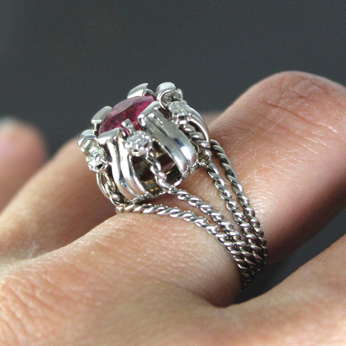 Bague Or Et Platine - Tourmaline Et Diamants-photo-2