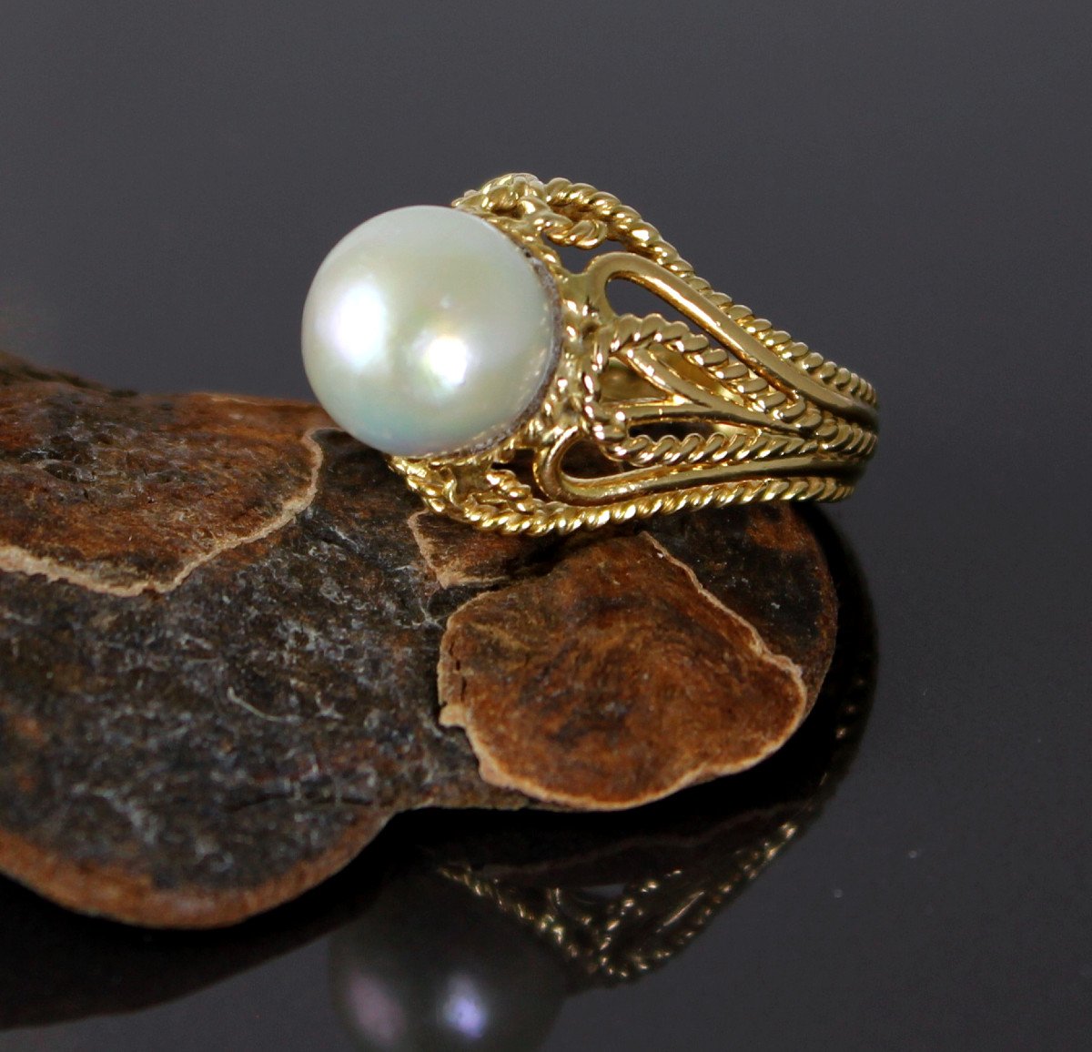 Gold Ring, Akoya Cultured Pearl-photo-2