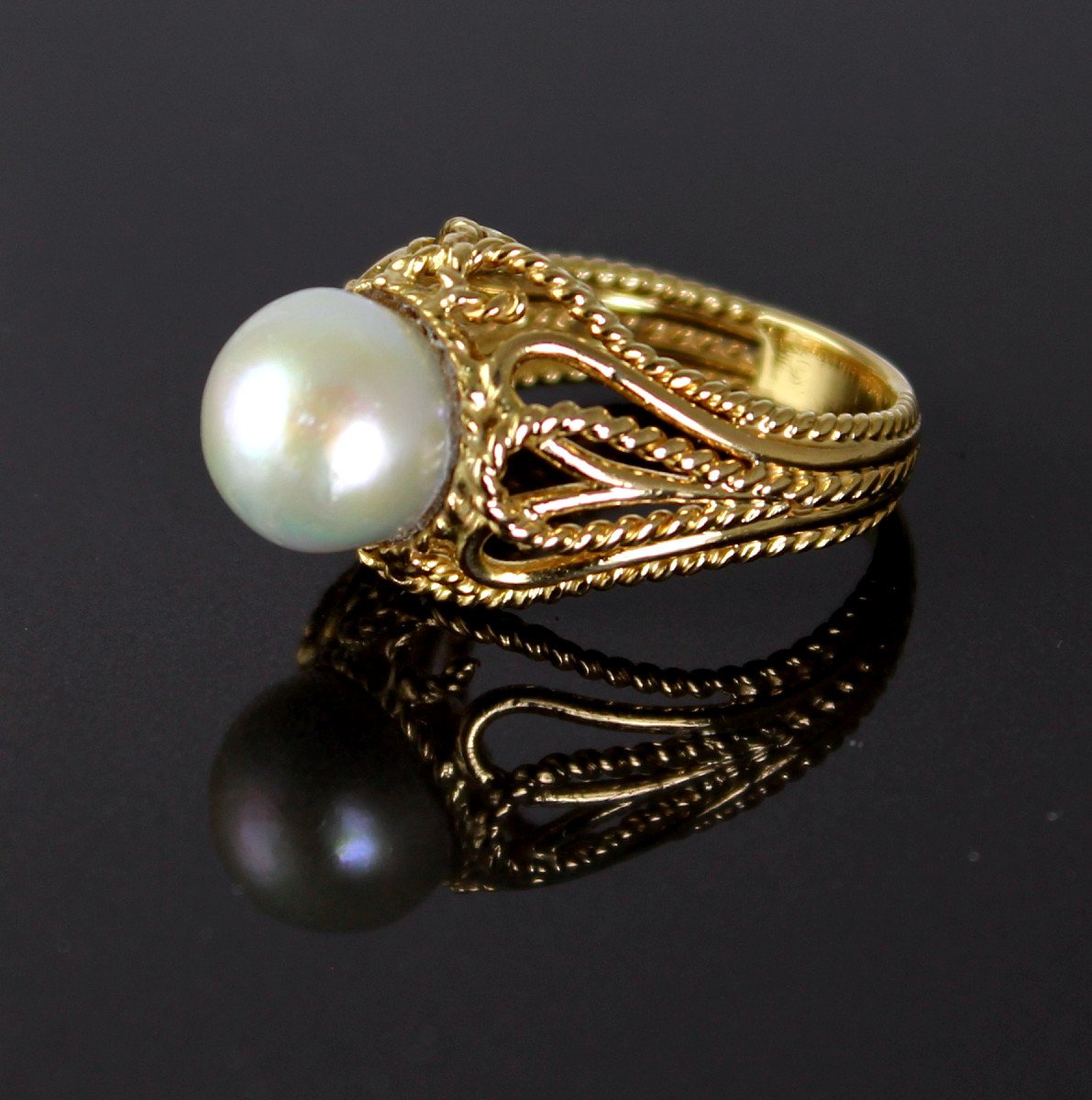 Gold Ring, Akoya Cultured Pearl-photo-3