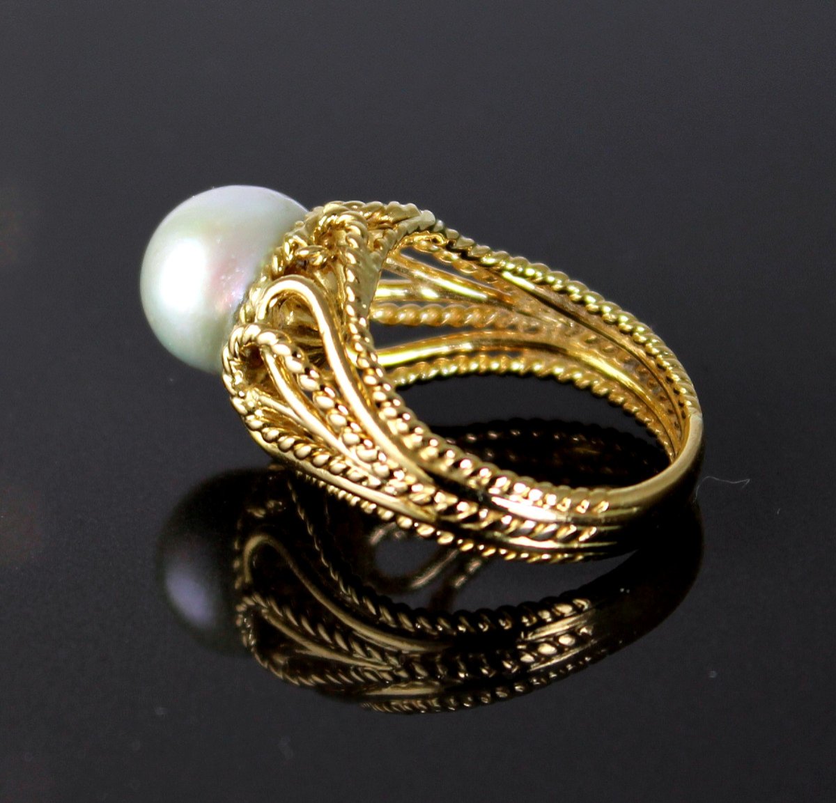 Gold Ring, Akoya Cultured Pearl-photo-4