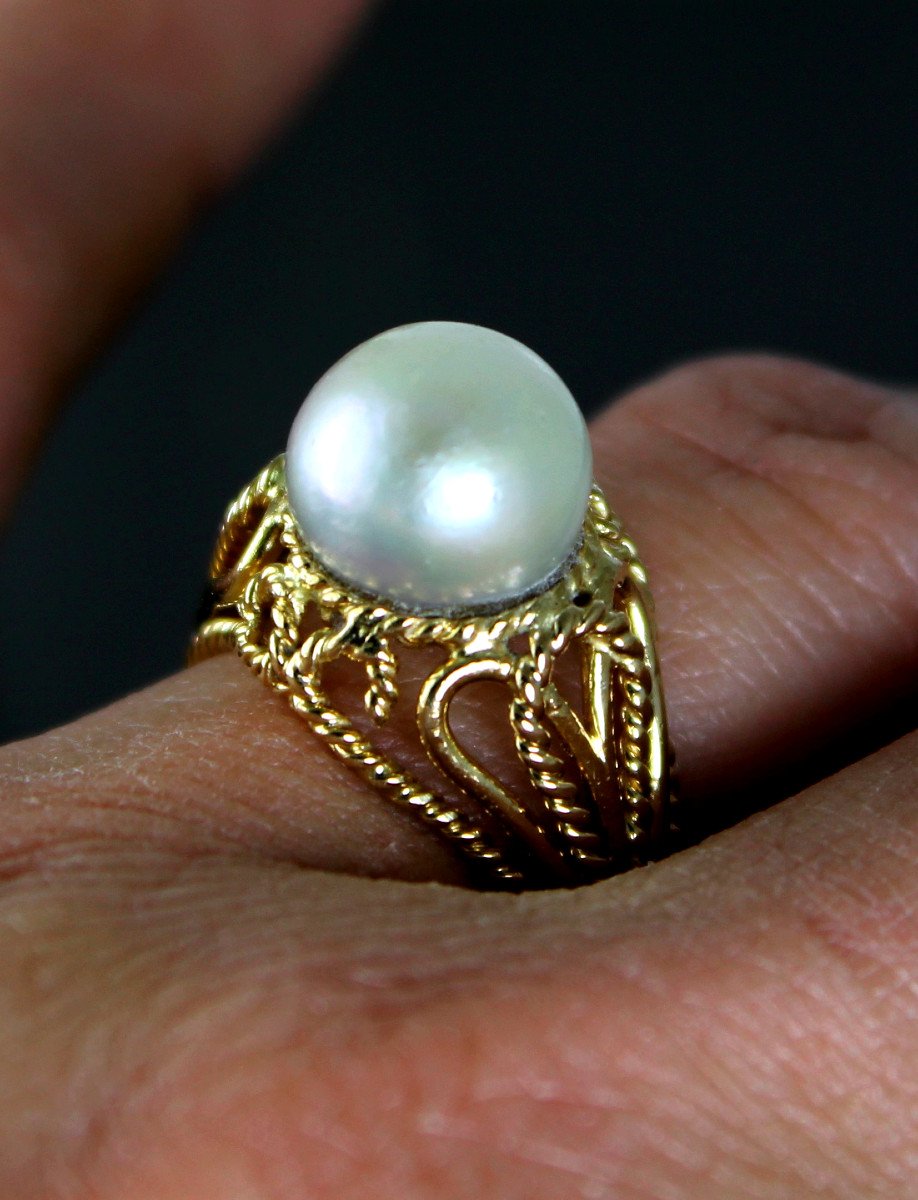 Gold Ring, Akoya Cultured Pearl-photo-3