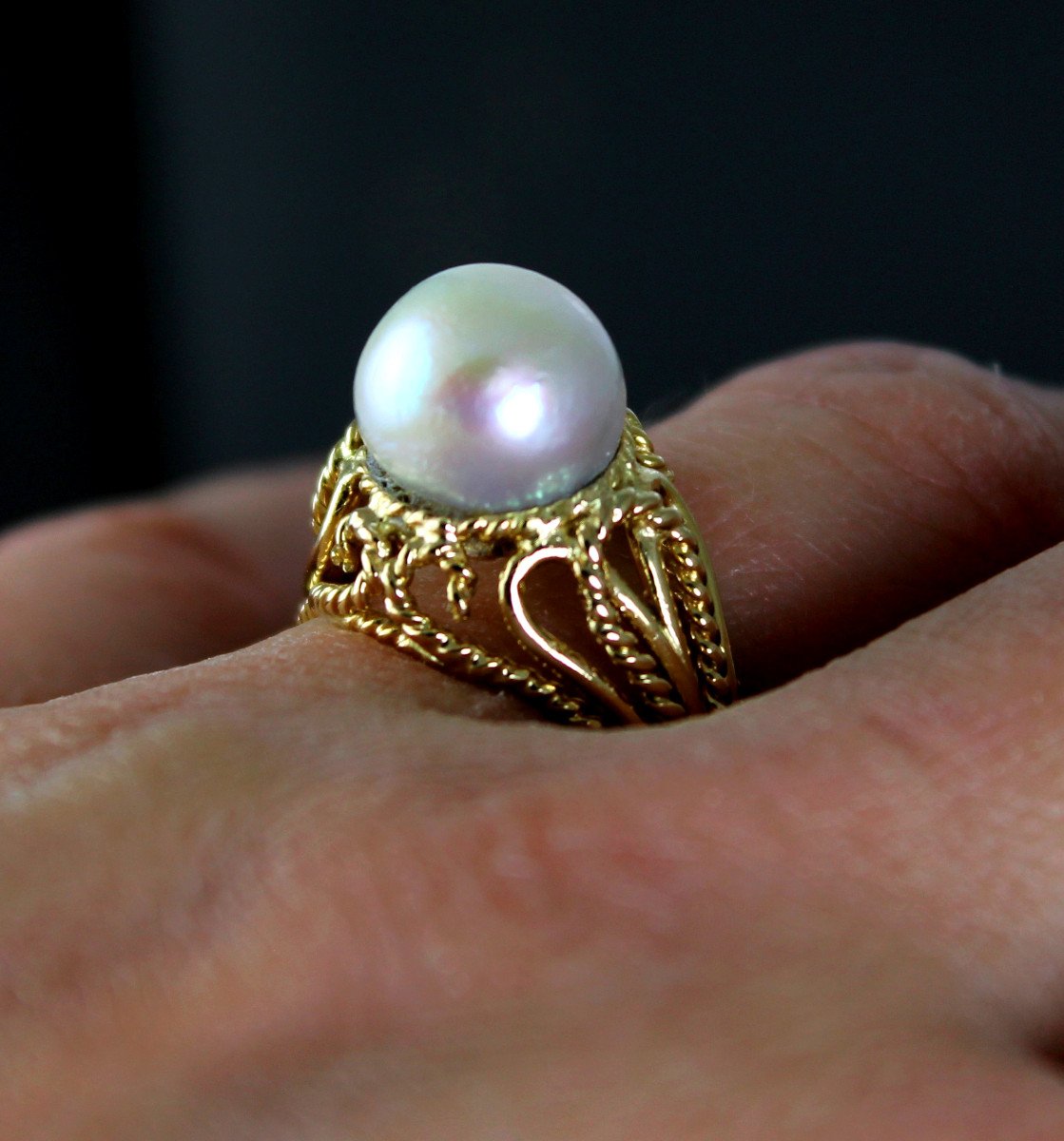 Gold Ring, Akoya Cultured Pearl-photo-4