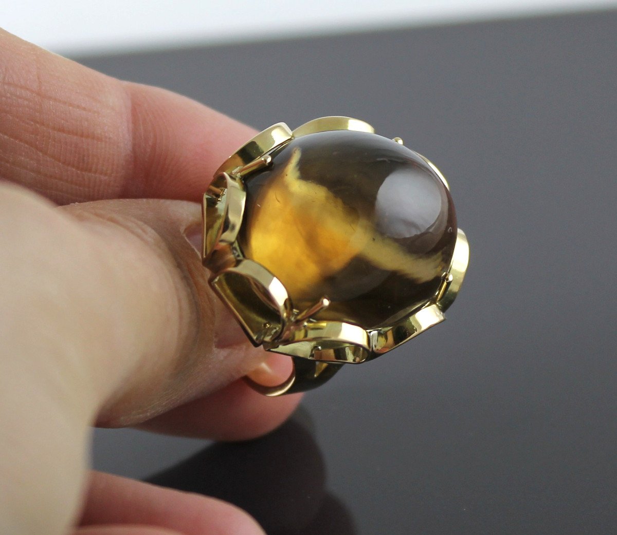 Gold And Citrine Ring (23x18 Mm)-photo-1