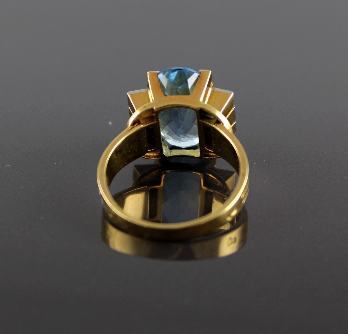 Gold And Platinum Ring, Aquamarine And Diamonds-photo-4