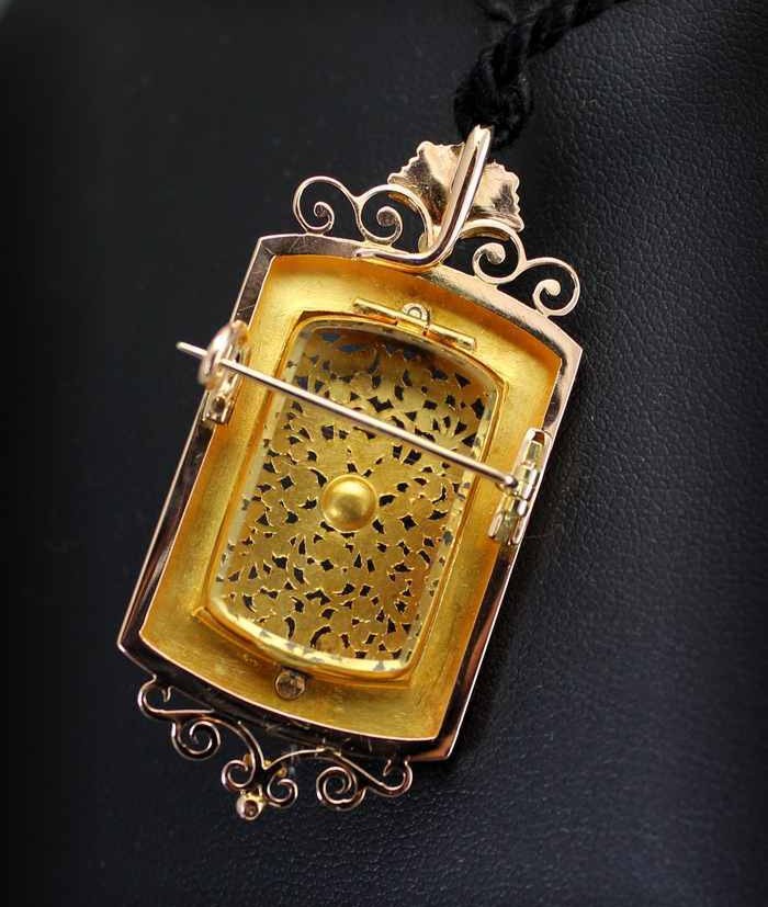 Gold Pendant / Brooch / Souvenir Holder - Napoleon III-photo-4