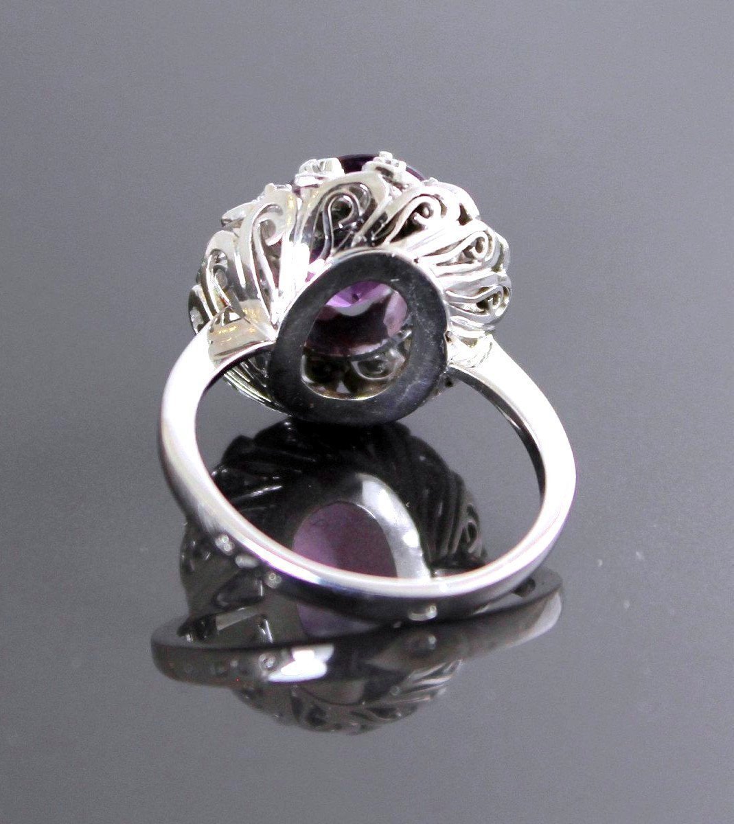 Bague Or,  Amethyste Et Diamants-photo-2