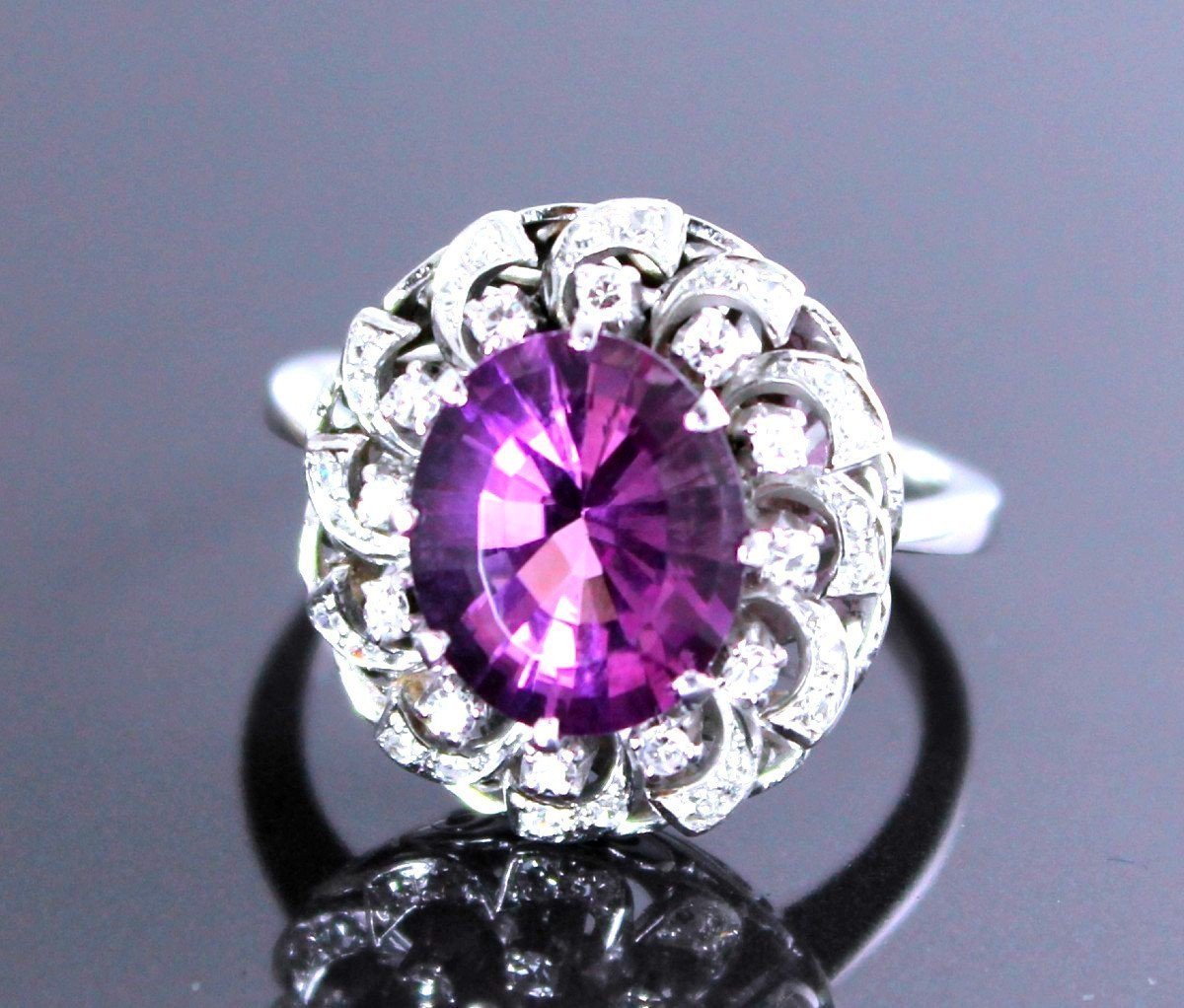 Bague Or,  Amethyste Et Diamants-photo-4