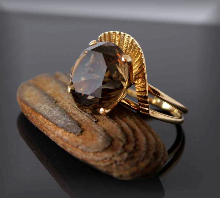 Gold And Smoky Quartz Ring-photo-2