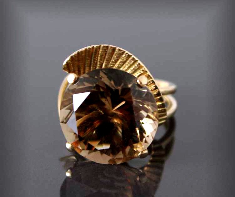 Gold And Smoky Quartz Ring-photo-3