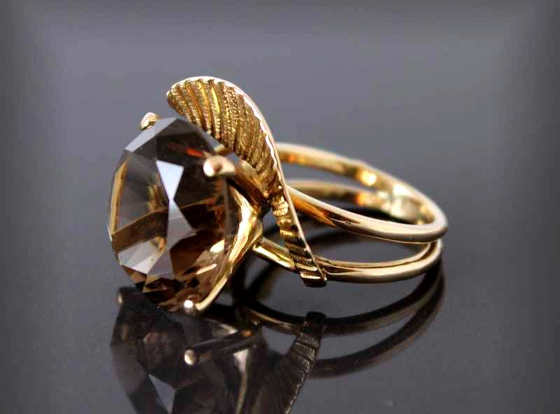 Gold And Smoky Quartz Ring-photo-4