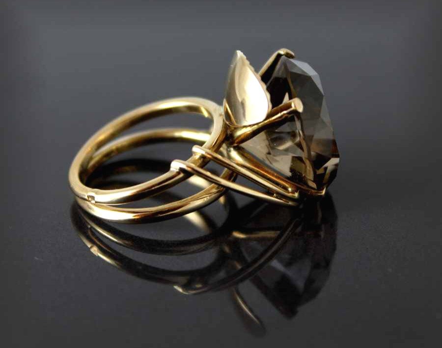 Gold And Smoky Quartz Ring-photo-2