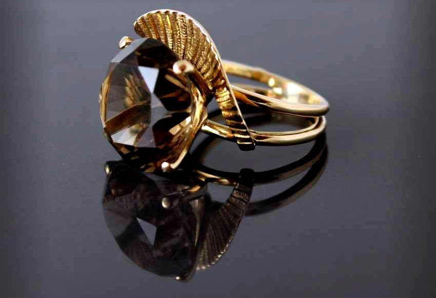 Gold And Smoky Quartz Ring-photo-3