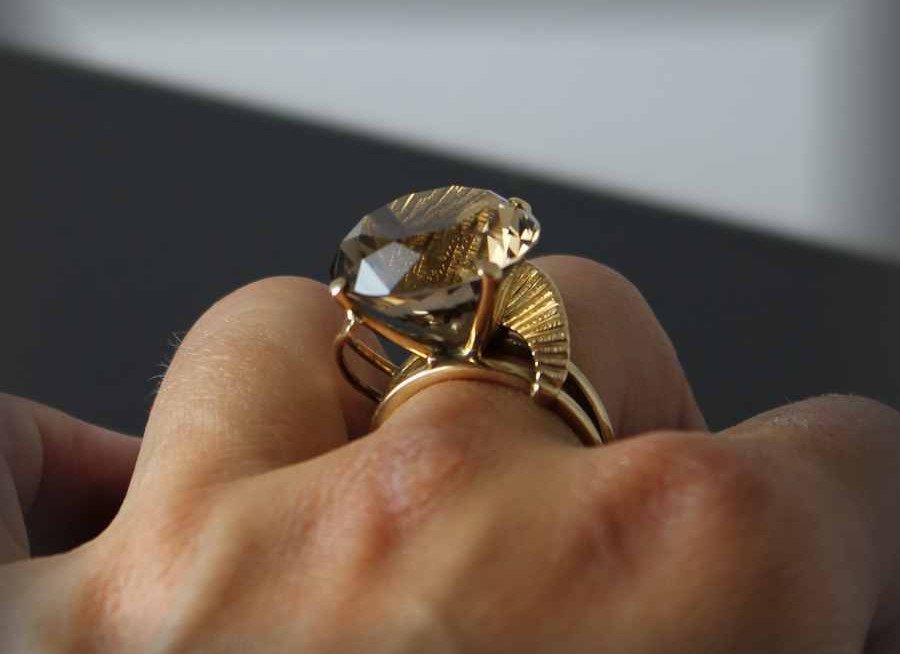 Gold And Smoky Quartz Ring-photo-4