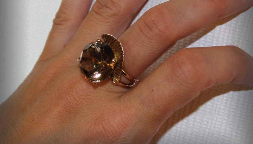 Gold And Smoky Quartz Ring-photo-5