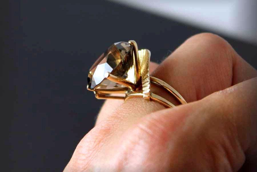 Gold And Smoky Quartz Ring-photo-6