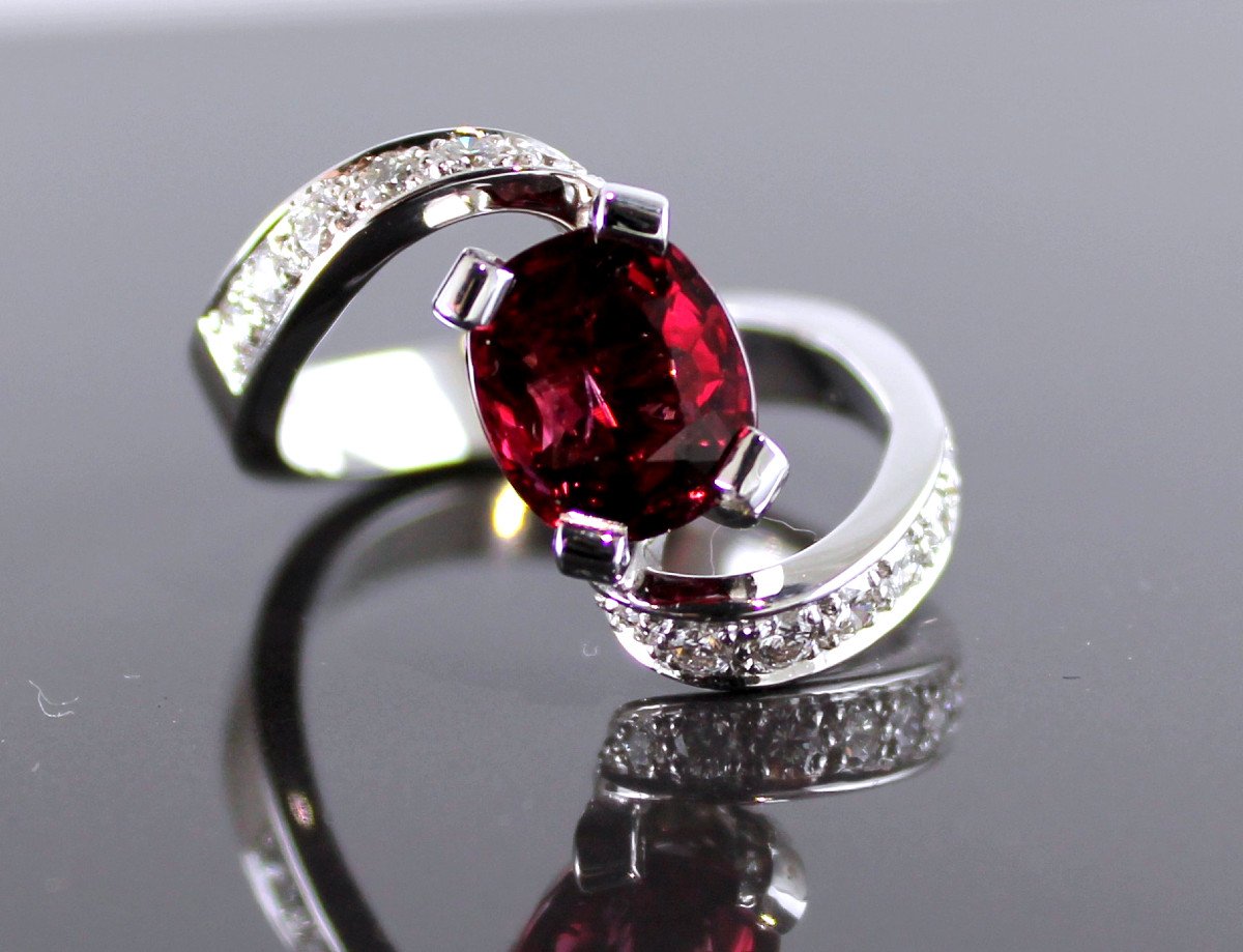 Gold, Garnet And Diamond Ring - Never Worn-photo-4