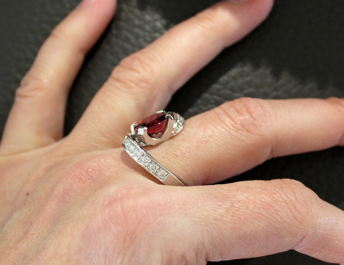 Gold, Garnet And Diamond Ring - Never Worn-photo-3