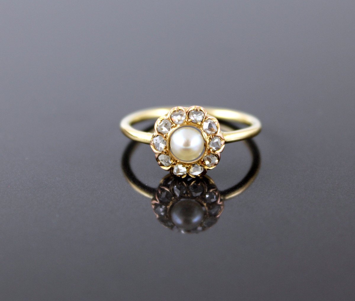 Ensemble Broche - Bague Or , Diamants Et Perle-photo-3