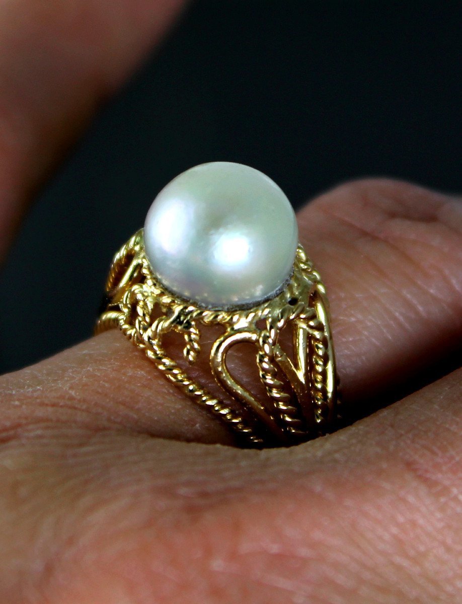 Gold And Akoya Cultured Pearl Ring-photo-3