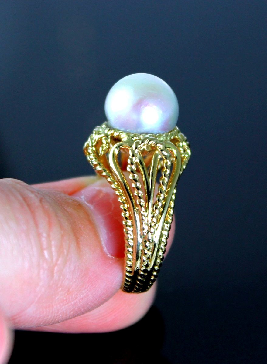 Gold And Akoya Cultured Pearl Ring-photo-4