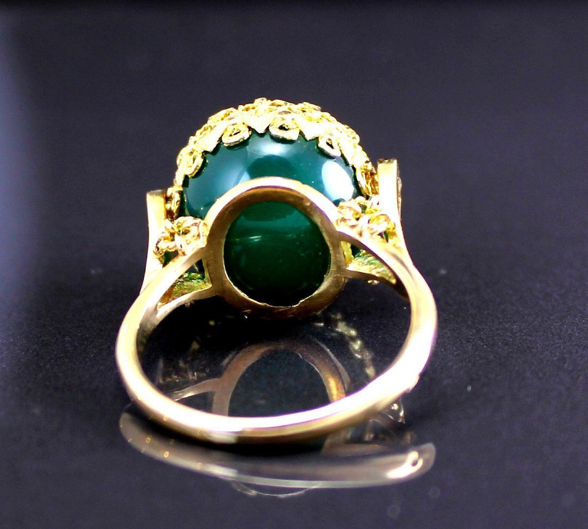 Rotating Gold Ring - Green Agate - Tiger's Eye-photo-4