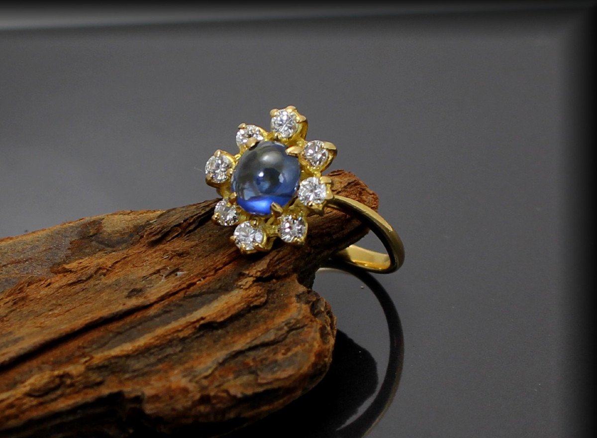 Bague Or, Saphir Et Diamants