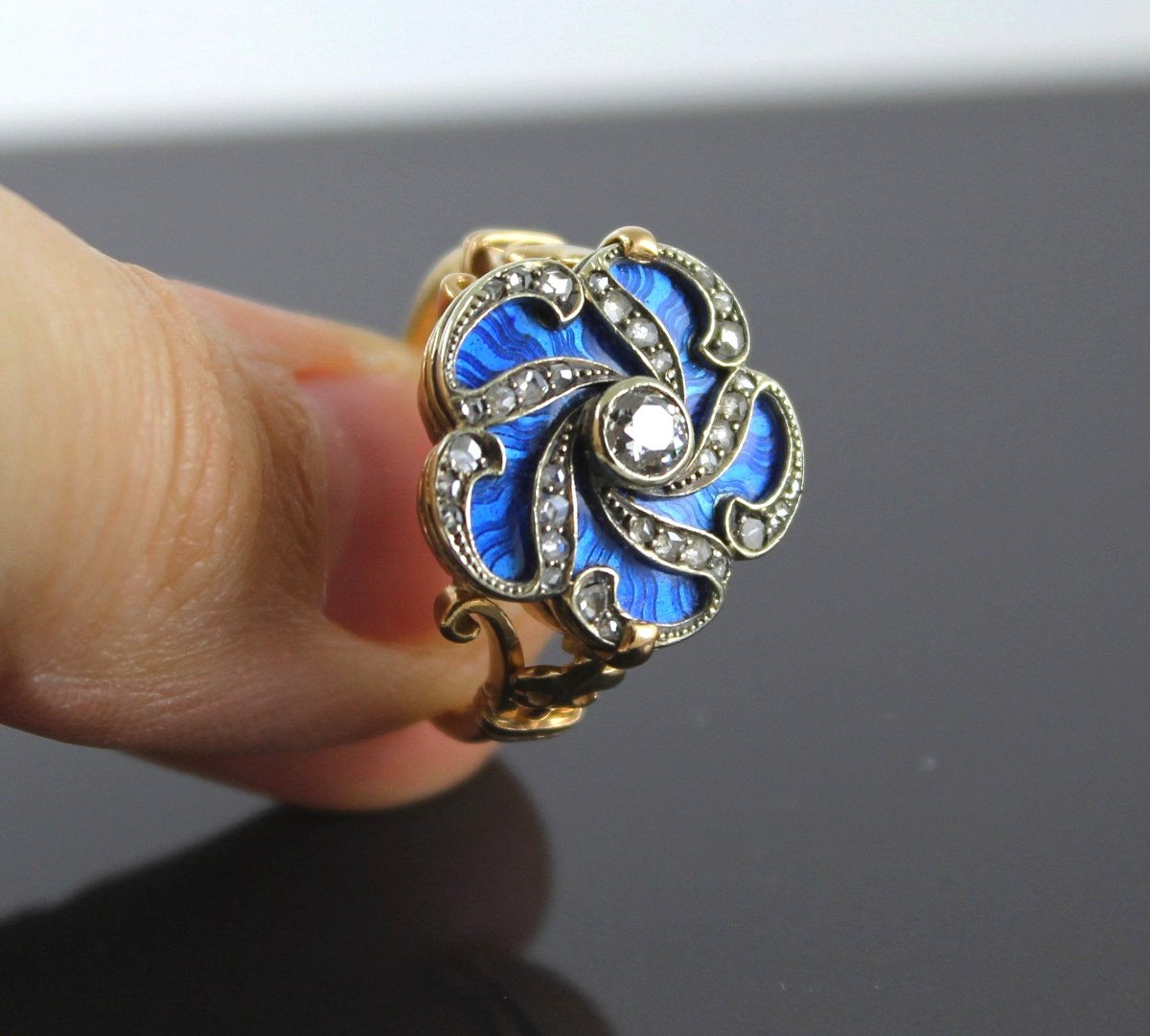 Gold, Diamond And Enamel Ring-photo-2