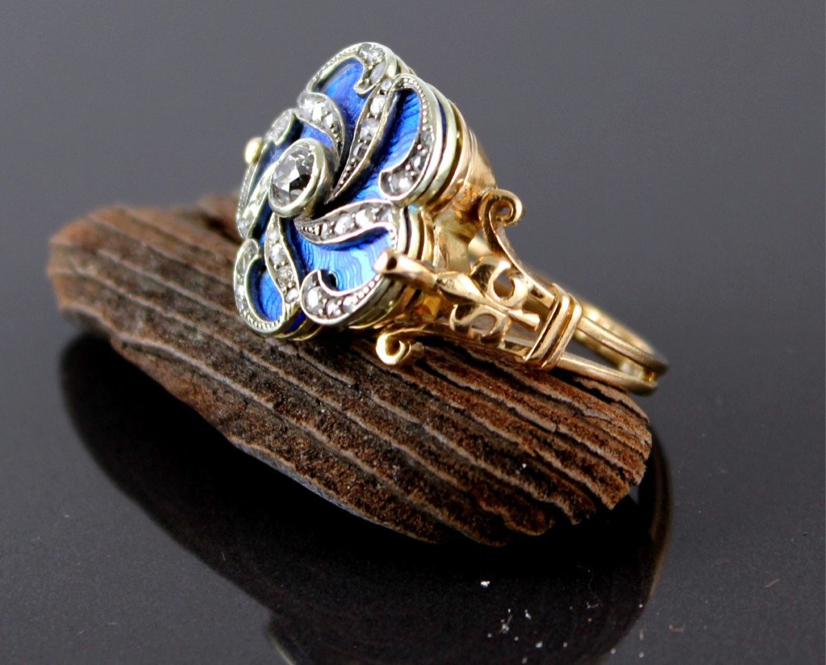 Gold, Diamond And Enamel Ring-photo-3